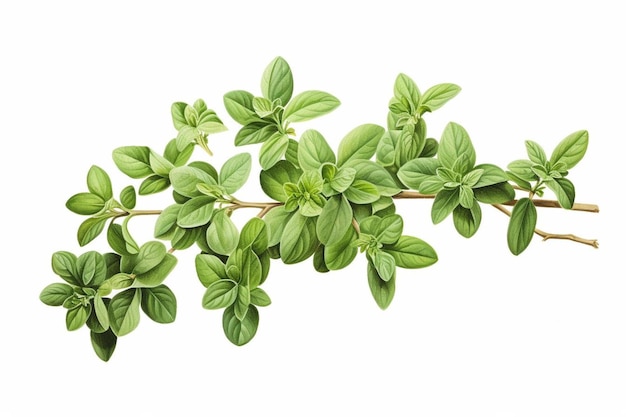 un ramo di foglie verdi con lo sfondo bianco