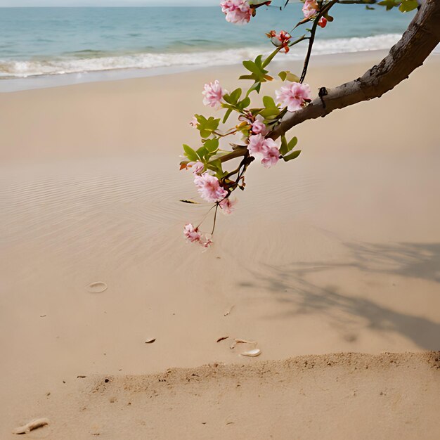 un ramo di un albero con fiori rosa su di esso