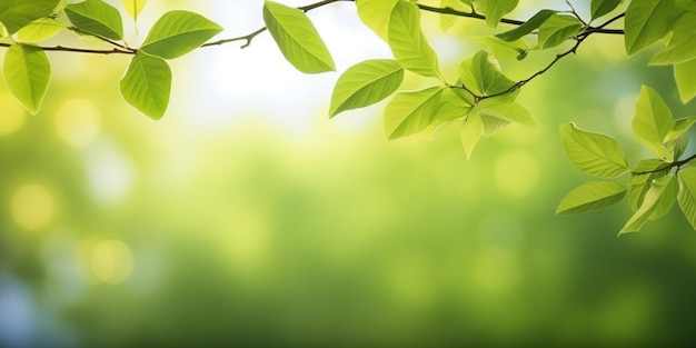 Un ramo frondoso verde con il sole che splende attraverso di esso