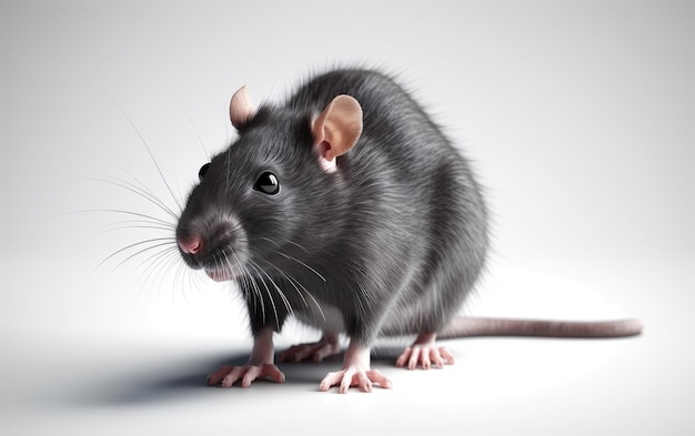 Un ratto su uno sfondo bianco casa ratto animale domestico ai generato