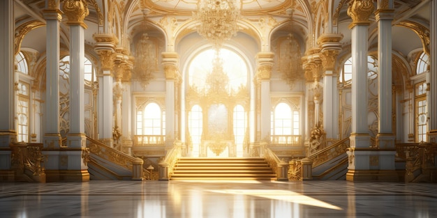 Un realistico fantasia interno del palazzo reale d'oro