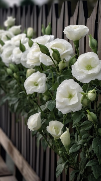 Un recinto con fiori bianchi sopra
