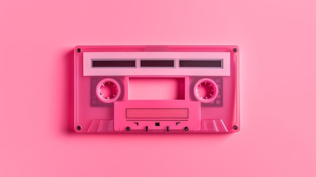 Un registratore a cassetta rosa vintage su uno sfondo rosa a tinta unita IA generativa