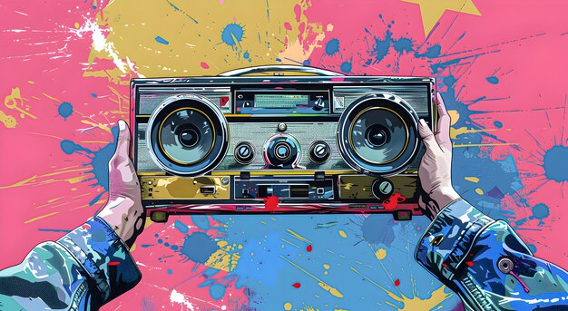 Un registratore di cassette pop art