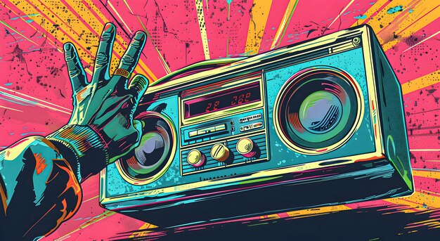 Un registratore di cassette pop art