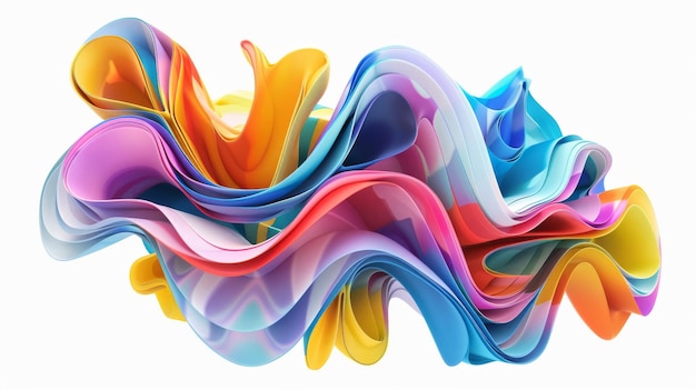 Un rendering 3D astratto a strati colorati su uno sfondo bianco con clip art creativo