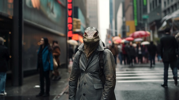 Un rettile in una strada di New York che entra nella troupe.