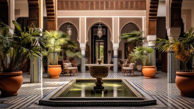 un riad con un cortile centrale a Marrakech, in Marocco