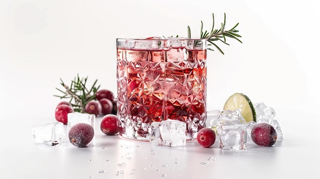 Un rinfrescante cocktail di mirtilli con rosmarino ghiacciato e lime.