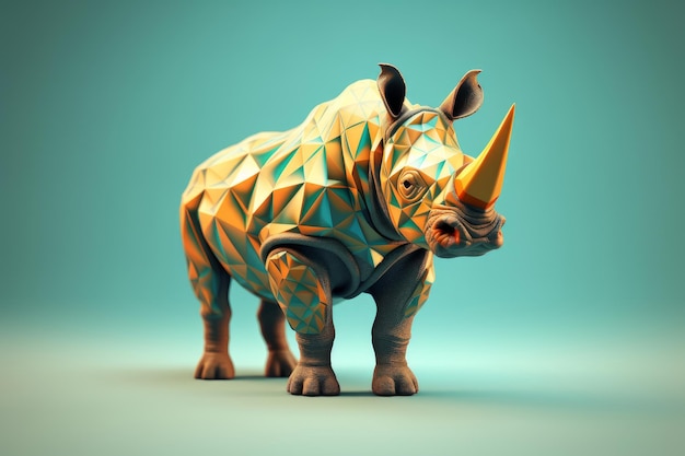 Un rinoceronte con un disegno geometrico sulla faccia
