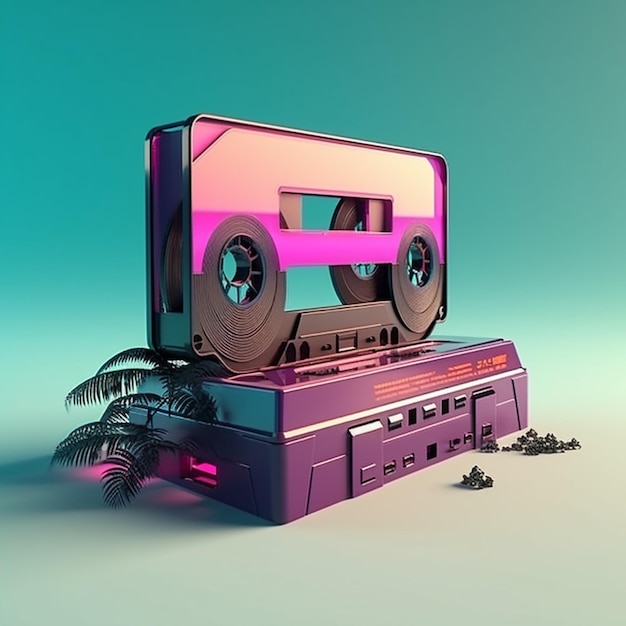 Un riproduttore di cassette con un'etichetta rosa con su scritto "l'etichetta".