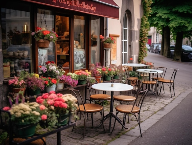 Un ristorante con un tendone rosso con su scritto "la petite".