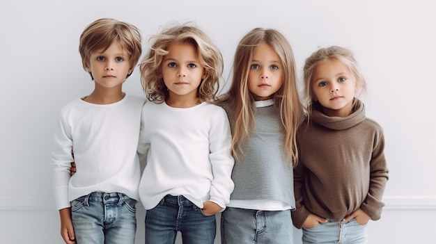 un ritratto di bambini carini ragazzi e ragazze bella immagine 3D