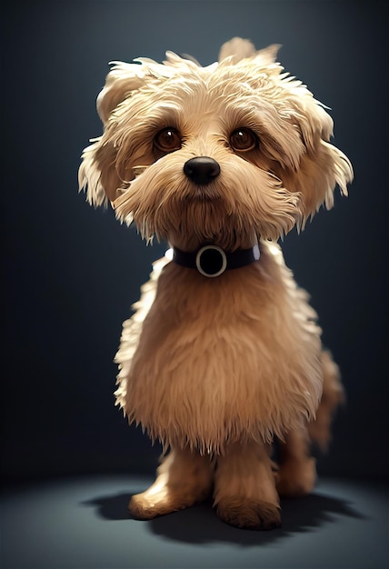 Un ritratto di pittura digitale di un cucciolo di cane Yorkshire Terrier marrone carino