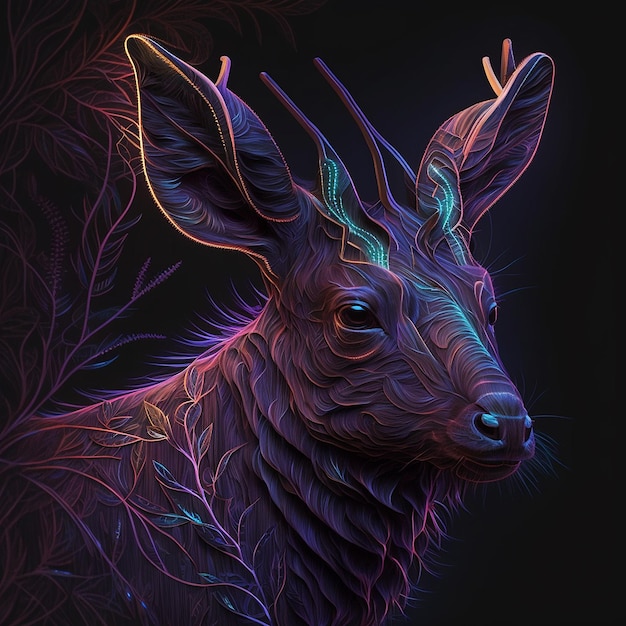 Un ritratto di un animale saola ispirato alla pittura di arte animale AI Generated Image