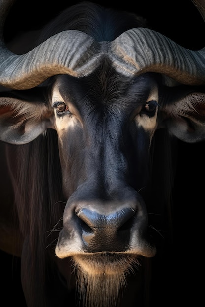 Un ritratto di un bellissimo orice o di un'antilope bighorn di fronte alla telecamera IA generativa