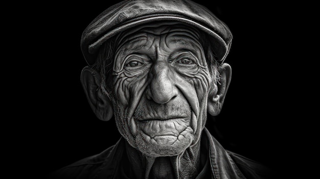 Un ritratto di un uomo con berretto e cappello.