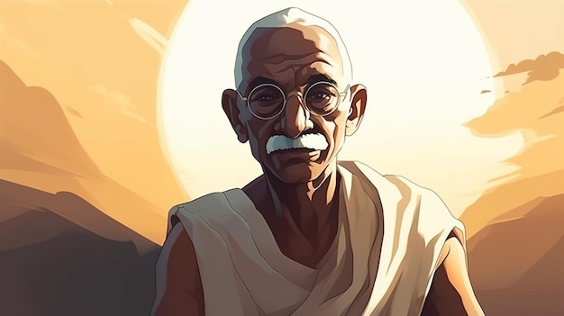 Un ritratto di un uomo con la didascalia " mahatma " sul davanti.