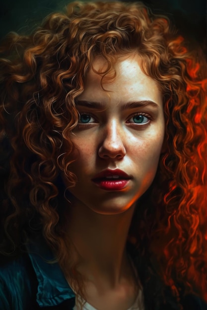 Un ritratto di una donna con i capelli rossi