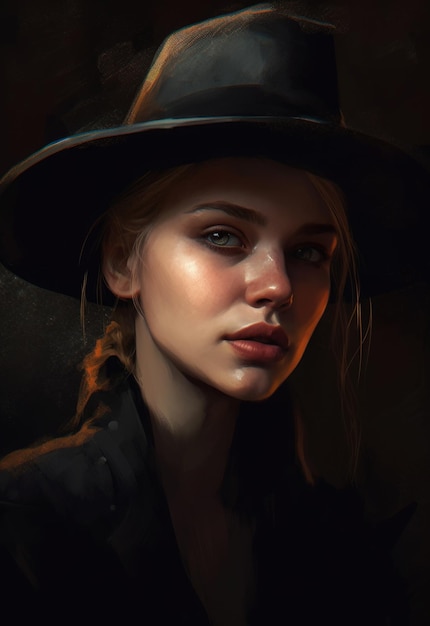 Un ritratto di una donna con un cappello