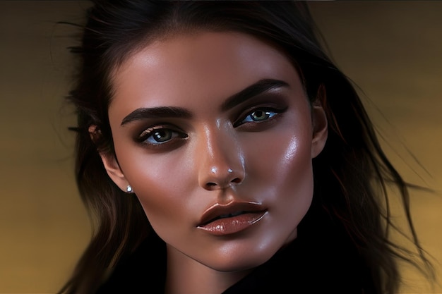 Un ritratto digitale di una donna con la faccia marrone