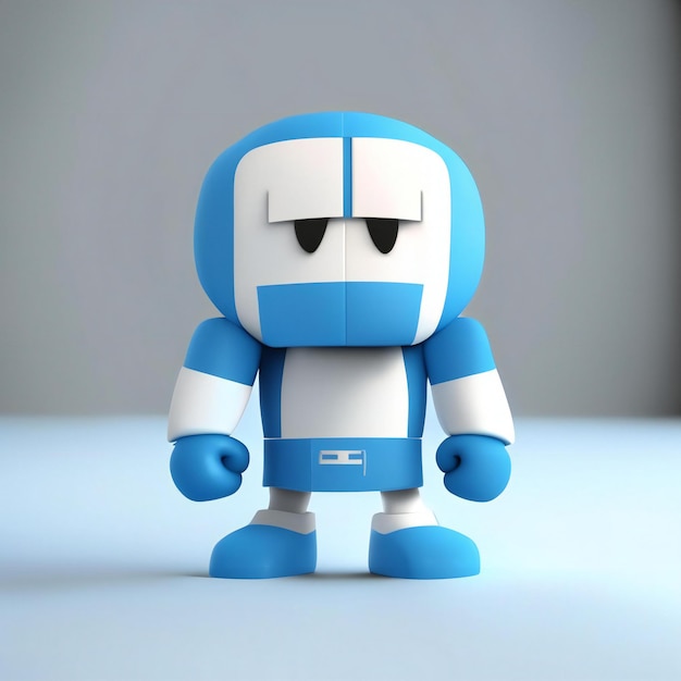 un robot blu e bianco con una fascia blu sopra