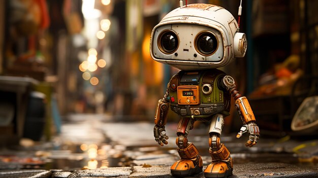 Un robot che cammina per strada
