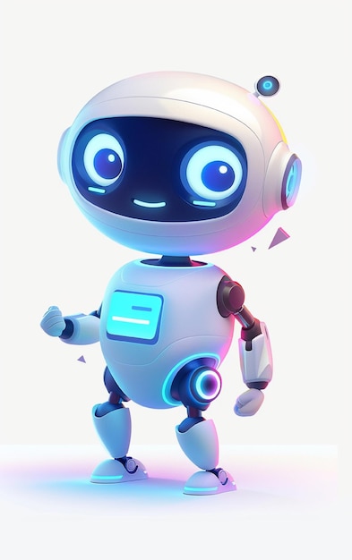 un robot con gli occhi blu e una luce blu su di esso