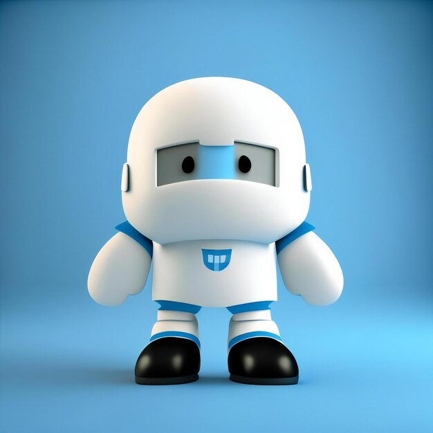 un robot realizzato da un robot con un logo blu sopra