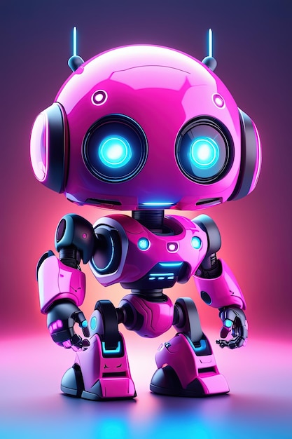un robot rosa con una luce blu sopra