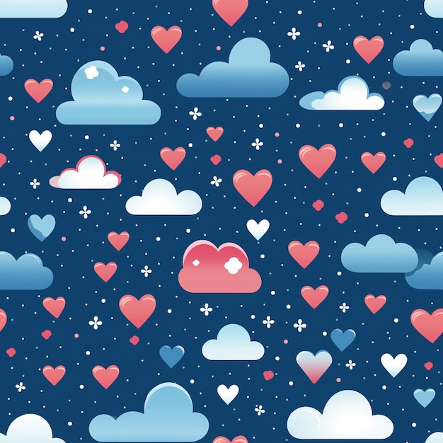 un romanzo celeste nella nostra affascinante illustrazione con nuvole a forma di cuore stelle e lune che evocano la magia dell'amore e l'essenza del giorno di San Valentino perfetto per il romanticismo in qualsiasi occasione
