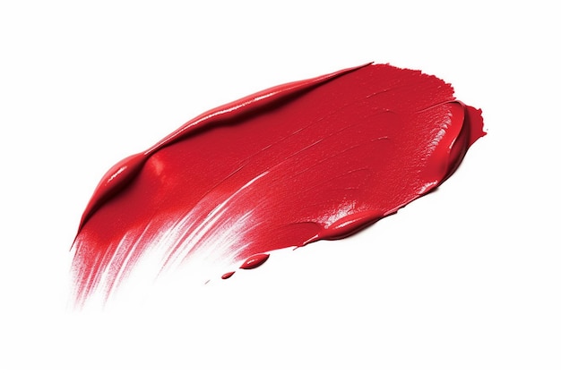 un rossetto rosso con uno sfondo bianco e un pennello rosso.