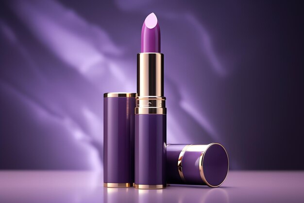 un rossetto viola con rivestimento dorato