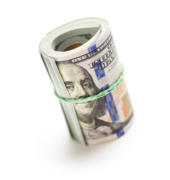 Un rotolo di banconote da cento dollari di nuovo design
