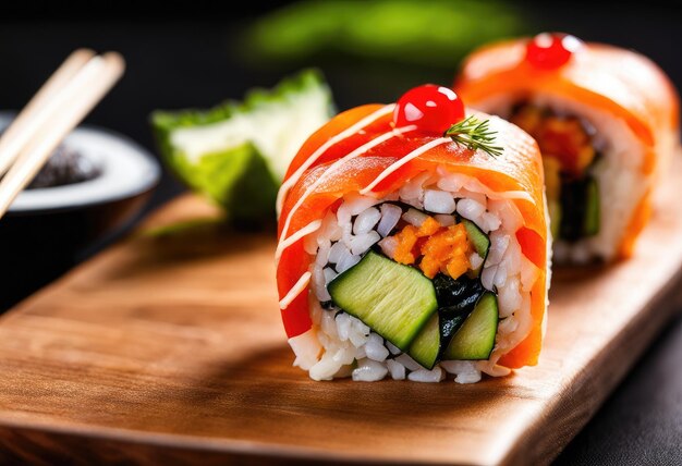 Un rotolo di sushi di verdure