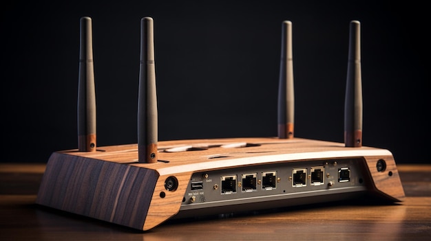 un router moderno è su un tavolo di legno