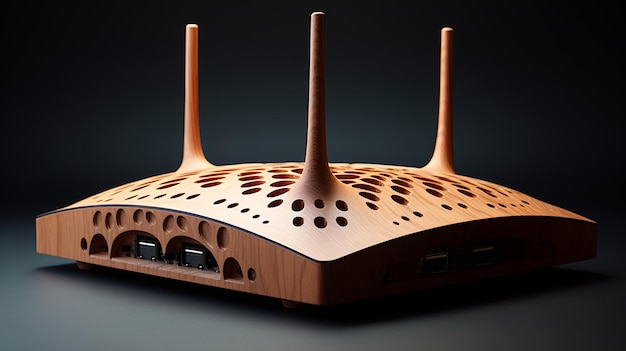 un router moderno è su un tavolo di legno