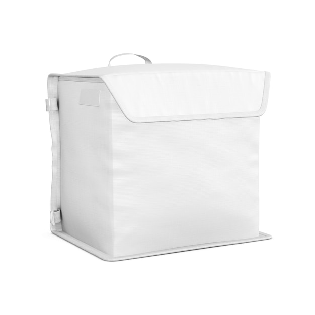 un sacchetto bianco per la consegna di cibo isolato su uno sfondo bianco