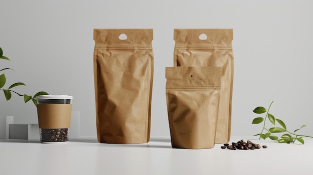 un sacchetto di sacchetti di carta marrone con le parole "caffè" sopra