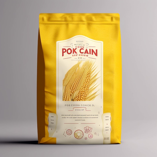 Un sacchetto giallo di grano pokn mill