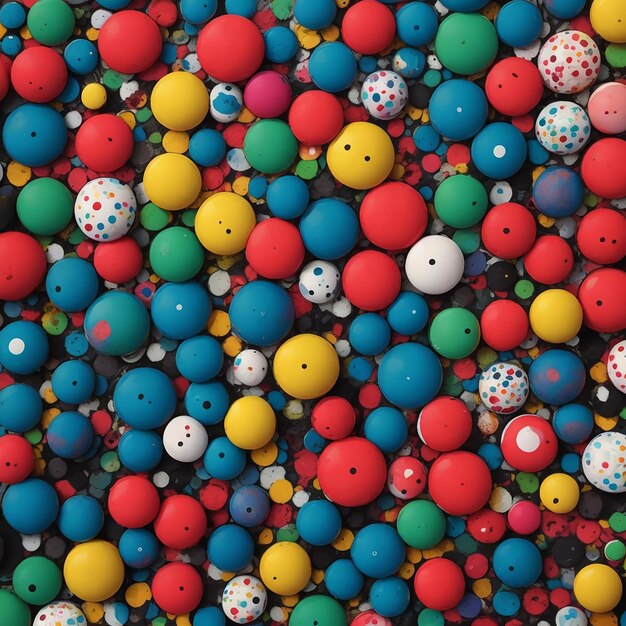 Un sacco di punti colorati e un sacco di cerchi di diversi colori su di esso