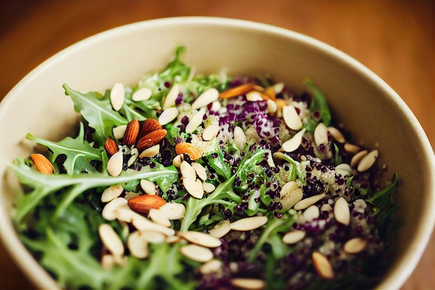 Un sacco di verdure fresche e sane nell'insalata di quinoa per un'alimentazione sana