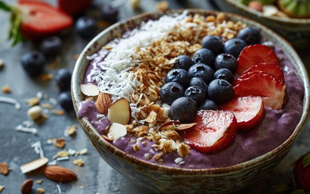 Un salutare frullato di acai con cocco e mandorle Bliss