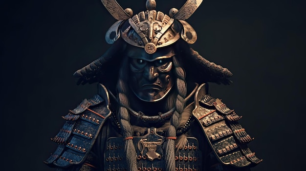 Un samurai guerriero in armatura pesante Ronin samurai personaggio fantasy samurai giapponese Ai generativa