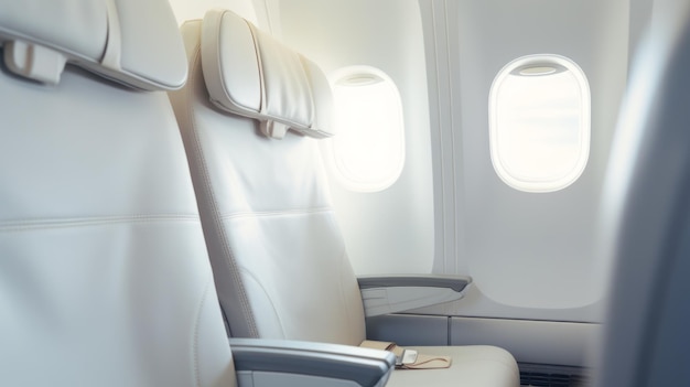 un sedile individuale sul corridoio di un aereo sfondo bianco puro fotografia medio close up shot k