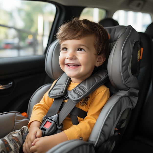 Un seggiolino per auto che può essere ruotato per affrontare la parte posteriore o anteriore dell'auto con il bambino