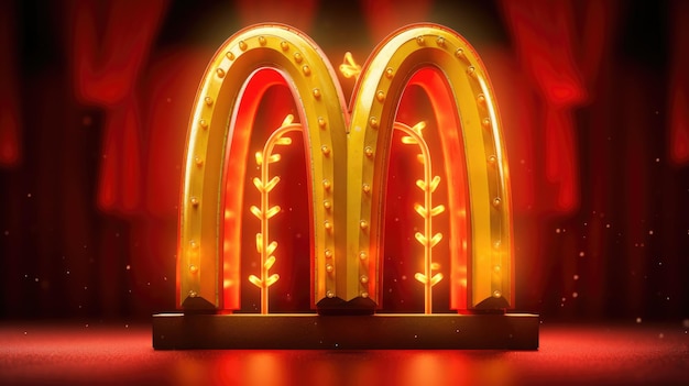 Un segno illuminato di McDonald's in rosso e giallo.