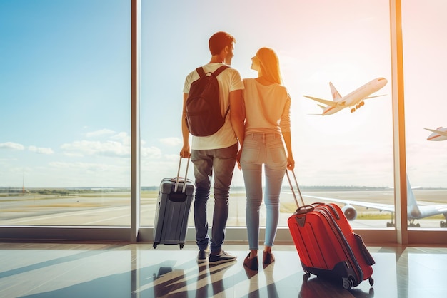 Un selfie di famiglia all'aeroporto