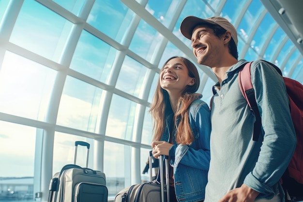 Un selfie di famiglia all'aeroporto