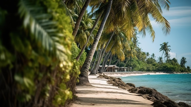 Un sentiero che conduce a una spiaggia con palme